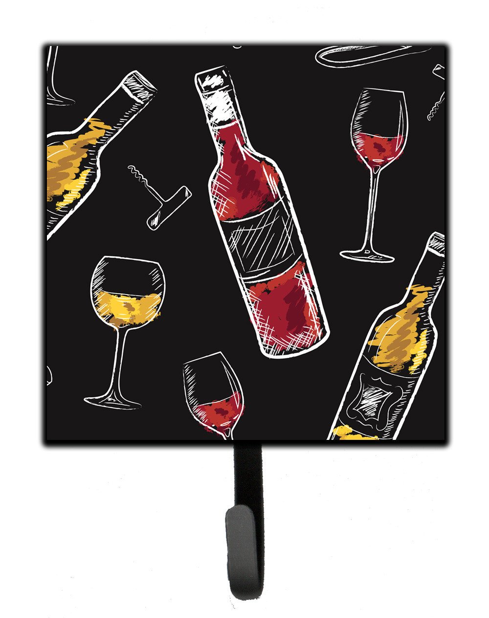 Red and White Wine on Black Leash or Key Holder BB5197SH4 by Caroline&#39;s Treasures