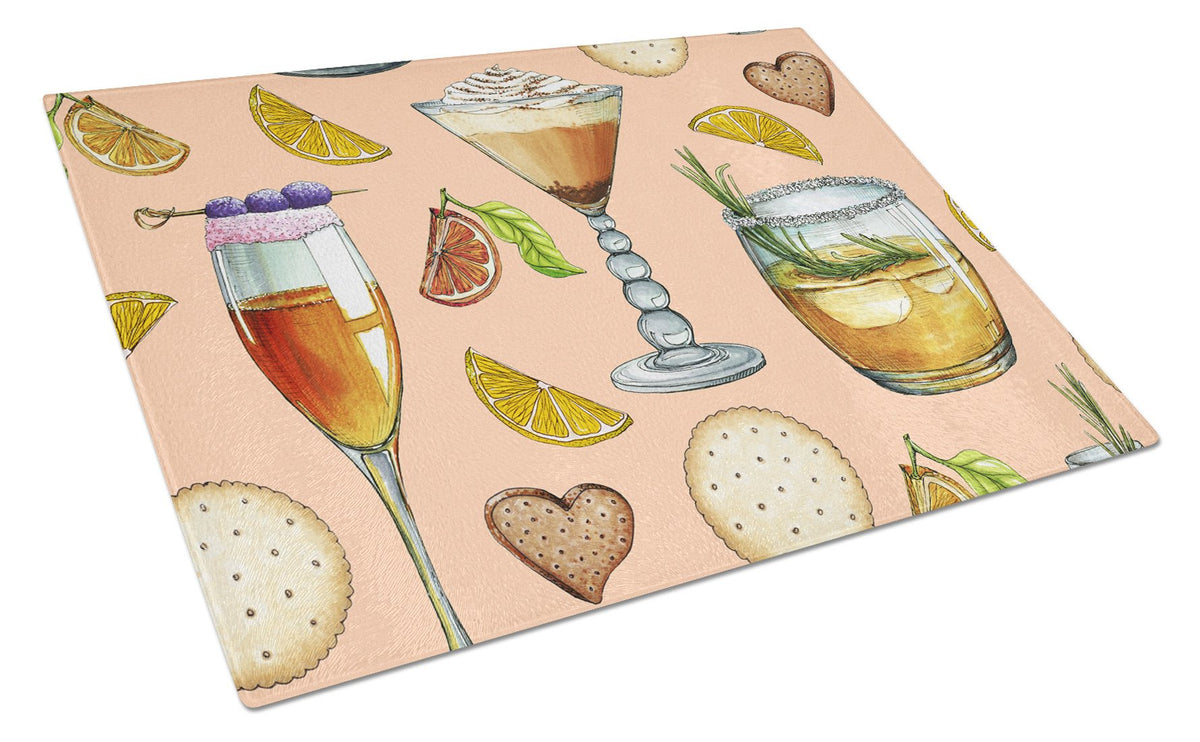Drinks and Cocktails Peach Glass Cutting Board Large BB5200LCB by Caroline&#39;s Treasures