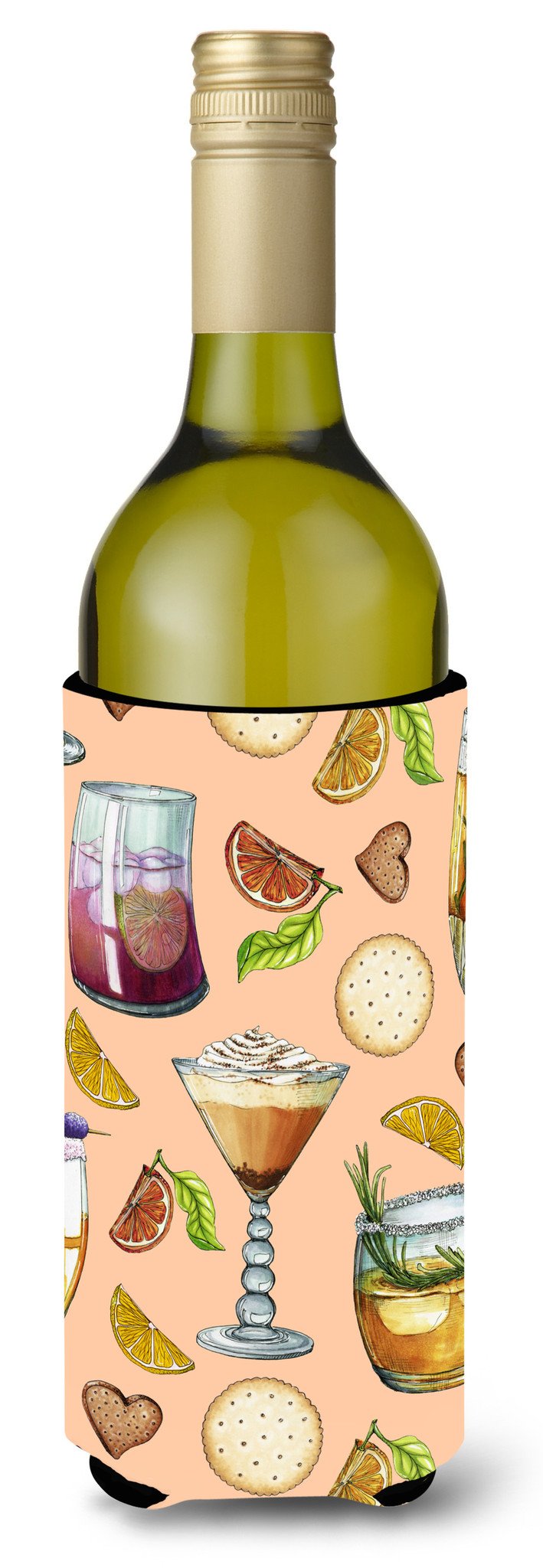 Drinks and Cocktails Peach Wine Bottle Beverge Insulator Hugger BB5200LITERK by Caroline&#39;s Treasures