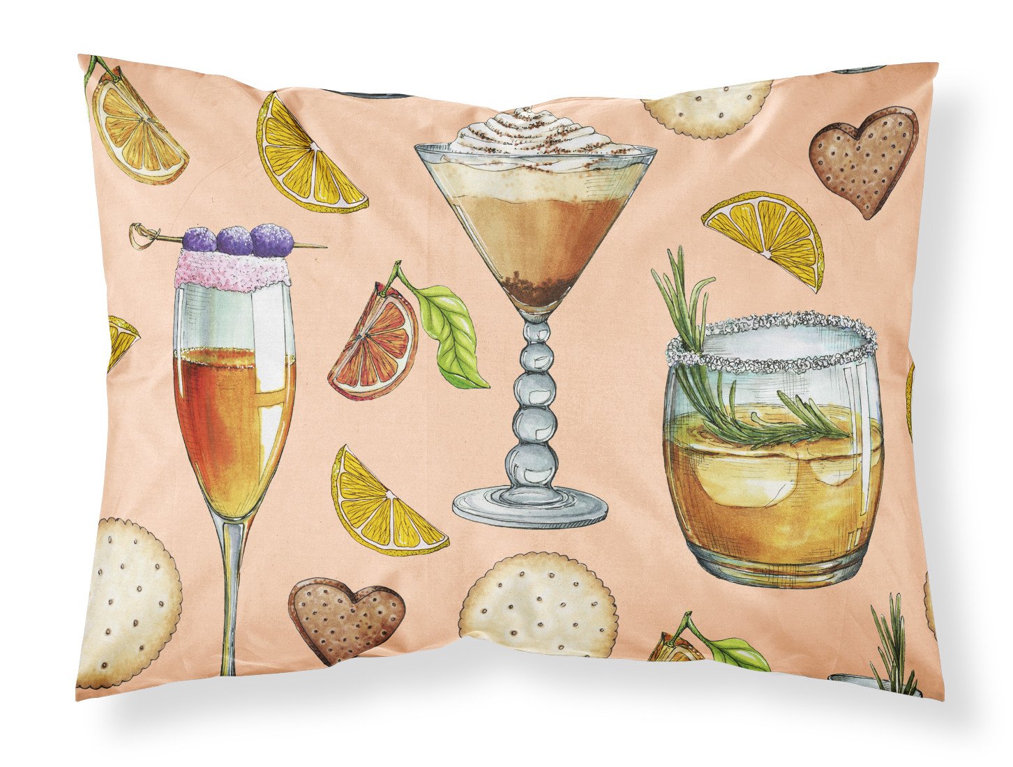 Drinks and Cocktails Peach Fabric Standard Pillowcase BB5200PILLOWCASE by Caroline's Treasures