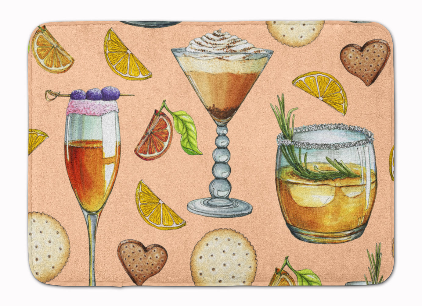 Drinks and Cocktails Peach Machine Washable Memory Foam Mat BB5200RUG - the-store.com
