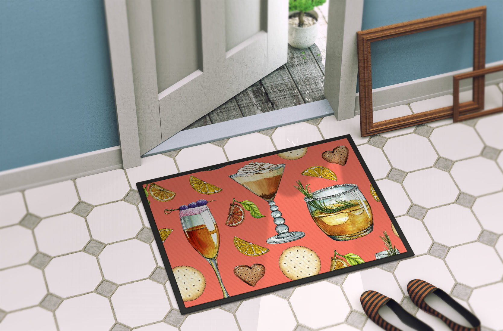 Drinks and Cocktails Salmon Indoor or Outdoor Mat 18x27 BB5201MAT - the-store.com