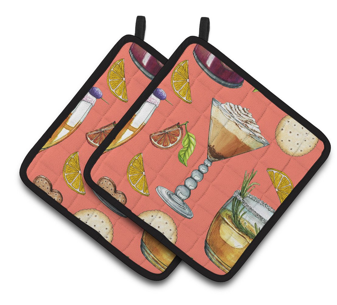 Drinks and Cocktails Salmon Pair of Pot Holders BB5201PTHD by Caroline&#39;s Treasures