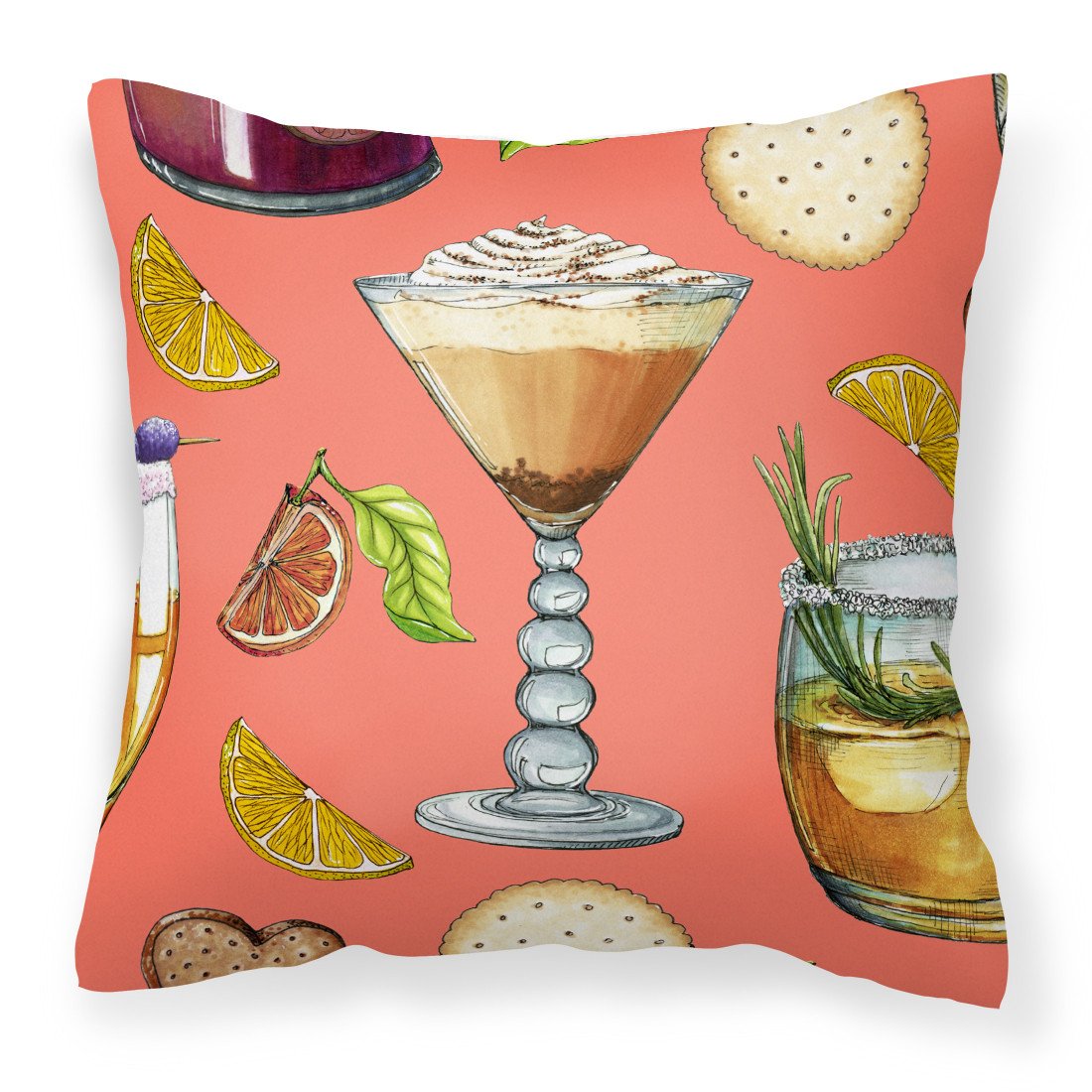 Drinks and Cocktails Salmon Fabric Decorative Pillow BB5201PW1818 by Caroline&#39;s Treasures
