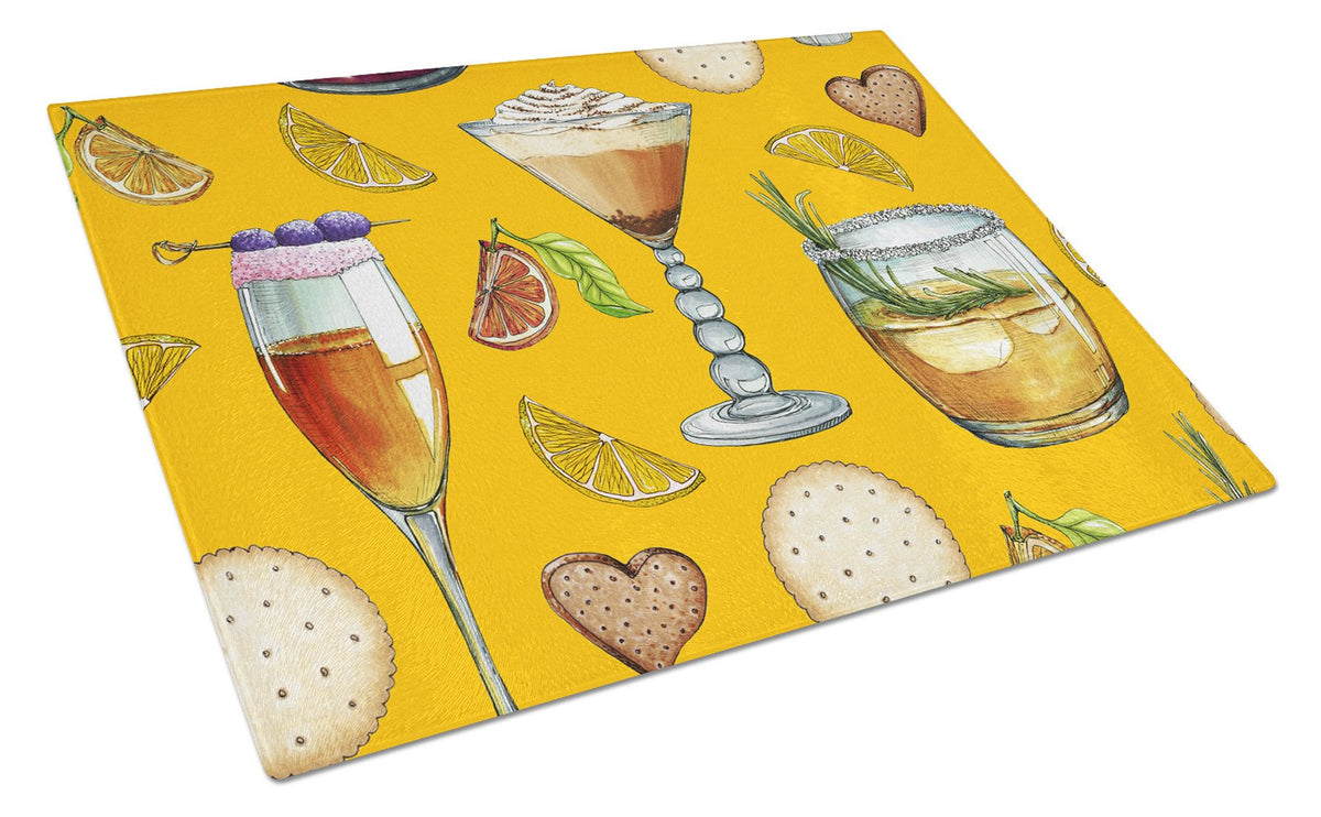 Drinks and Cocktails Gold Glass Cutting Board Large BB5202LCB by Caroline&#39;s Treasures