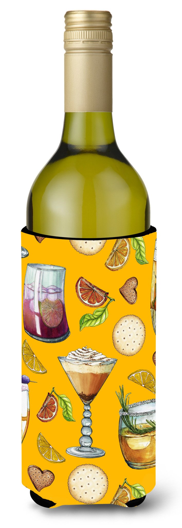 Drinks and Cocktails Gold Wine Bottle Beverge Insulator Hugger BB5202LITERK by Caroline&#39;s Treasures
