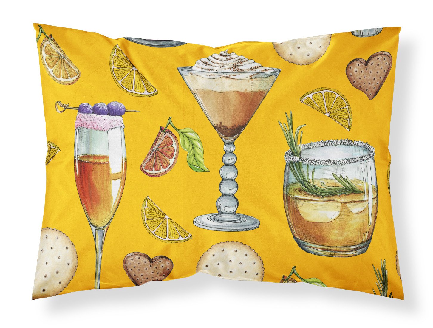 Drinks and Cocktails Gold Fabric Standard Pillowcase BB5202PILLOWCASE by Caroline's Treasures