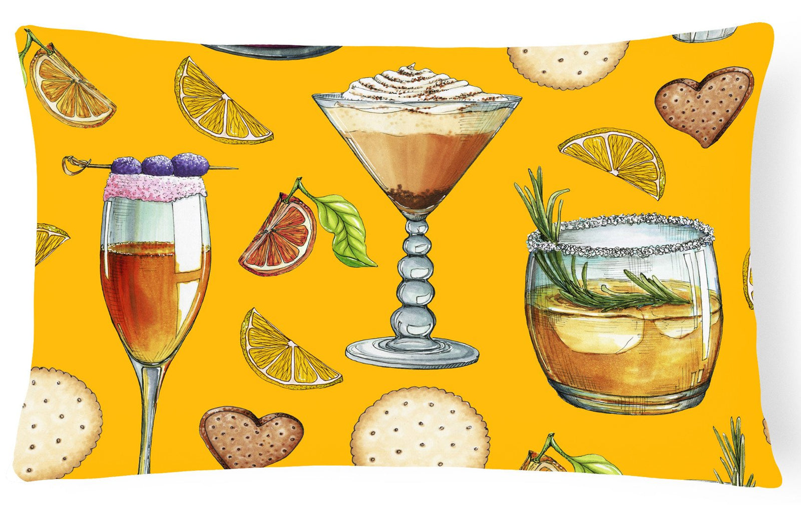 Drinks and Cocktails Gold Canvas Fabric Decorative Pillow BB5202PW1216 by Caroline's Treasures