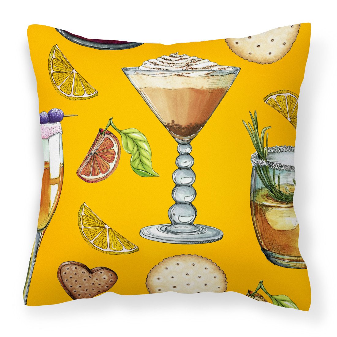 Drinks and Cocktails Gold Fabric Decorative Pillow BB5202PW1818 by Caroline&#39;s Treasures