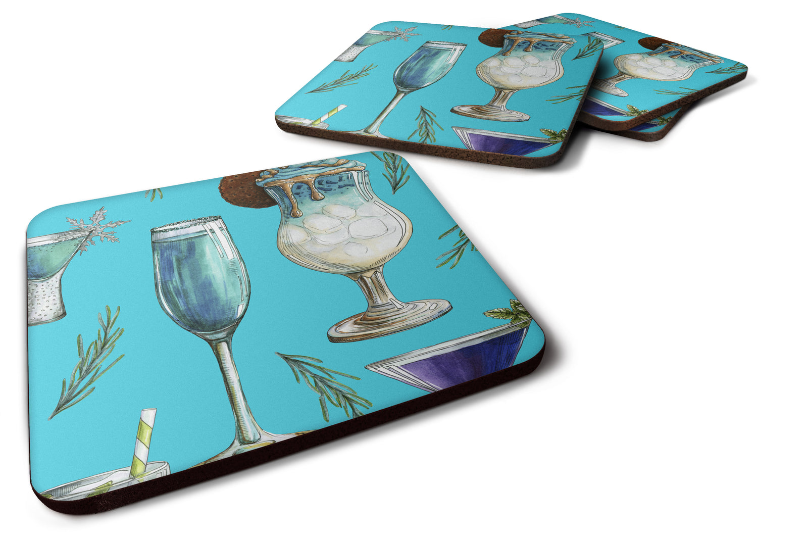 Drinks and Cocktails Blue Foam Coaster Set of 4 BB5203FC - the-store.com