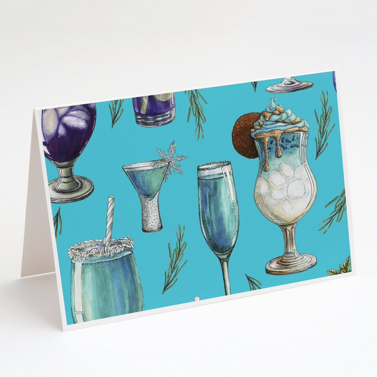 Buy this Drinks and Cocktails Blue Greeting Cards and Envelopes Pack of 8