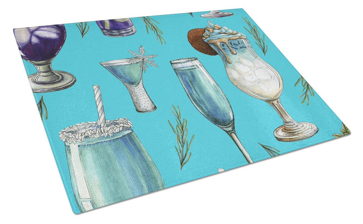 Drinks and Cocktails Blue Glass Cutting Board Large BB5203LCB by Caroline&#39;s Treasures