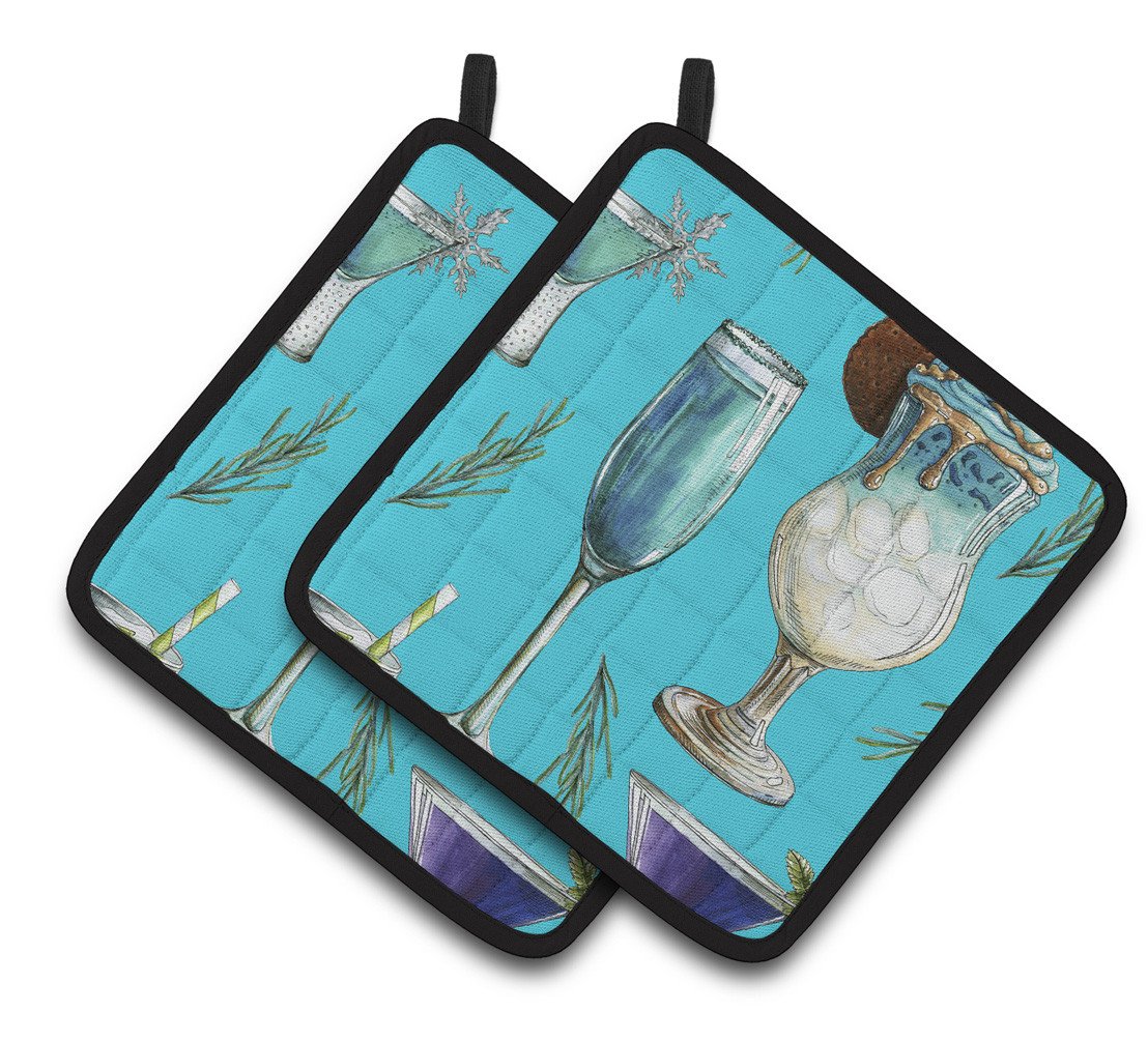 Drinks and Cocktails Blue Pair of Pot Holders BB5203PTHD by Caroline&#39;s Treasures