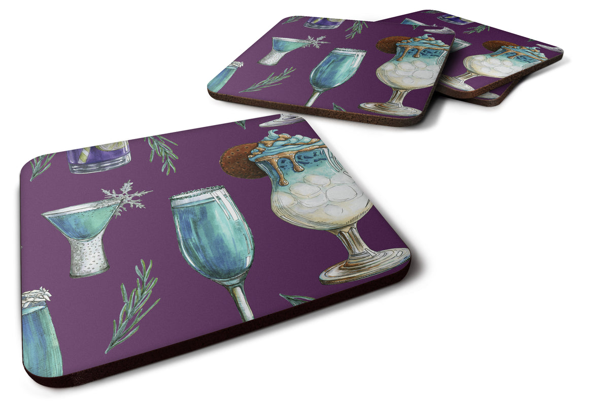 Drinks and Cocktails Purple Foam Coaster Set of 4 BB5204FC - the-store.com