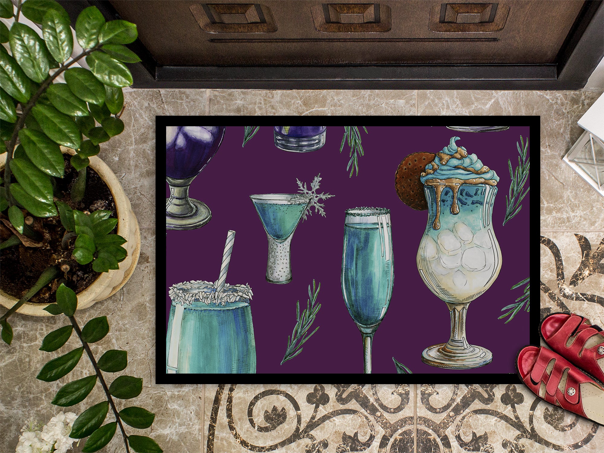 Drinks and Cocktails Purple Indoor or Outdoor Mat 18x27 BB5204MAT - the-store.com