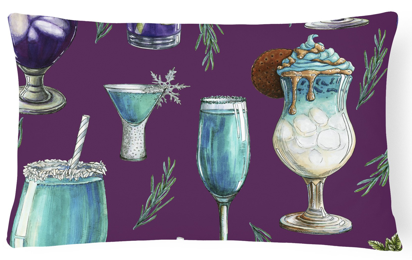 Drinks and Cocktails Purple Canvas Fabric Decorative Pillow BB5204PW1216 by Caroline's Treasures
