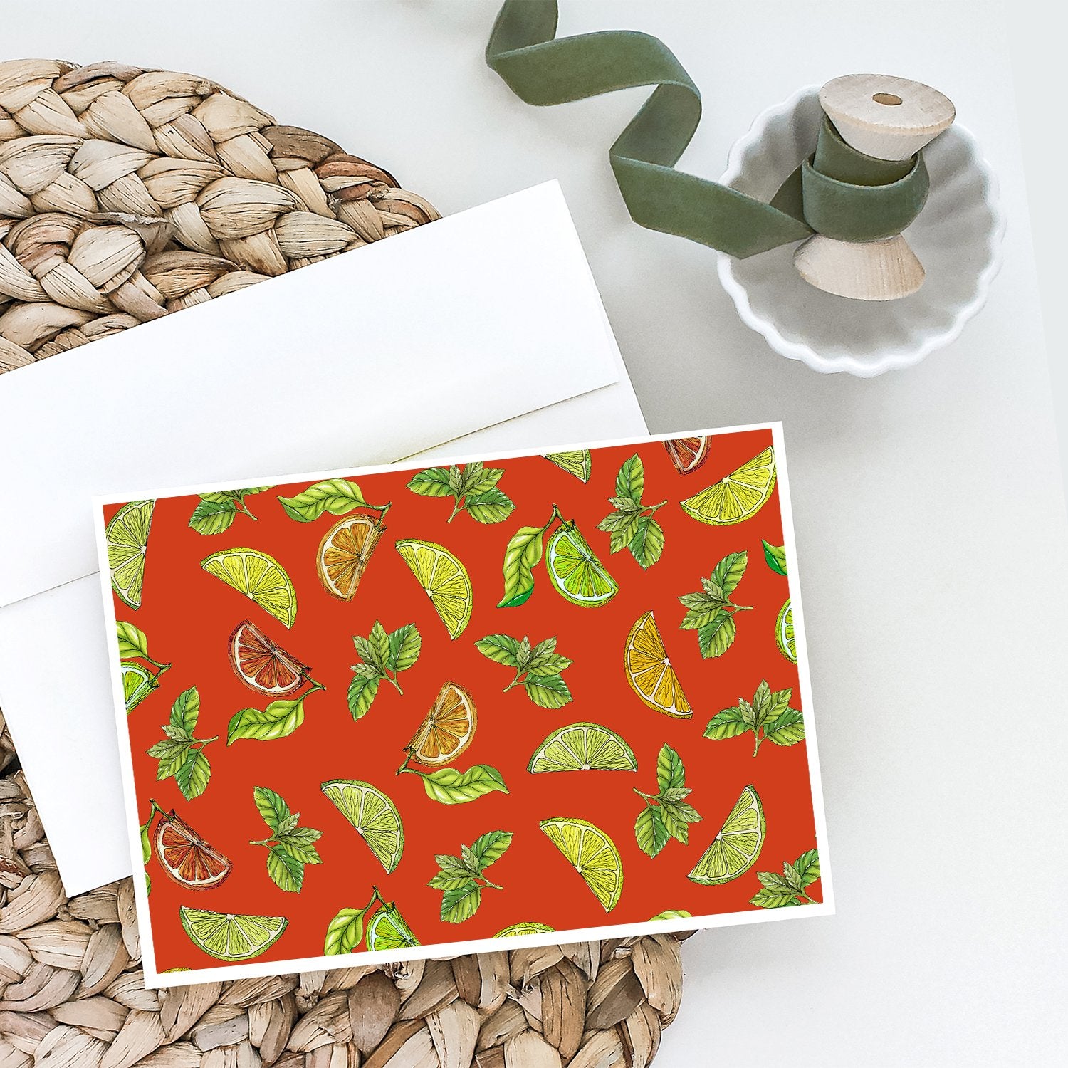 Caroline's Treasures Lemons, Limes and Oranges Greeting Cards - Blank Note Cards – 8-Pack of Artist-Designed Cards with Envelopes