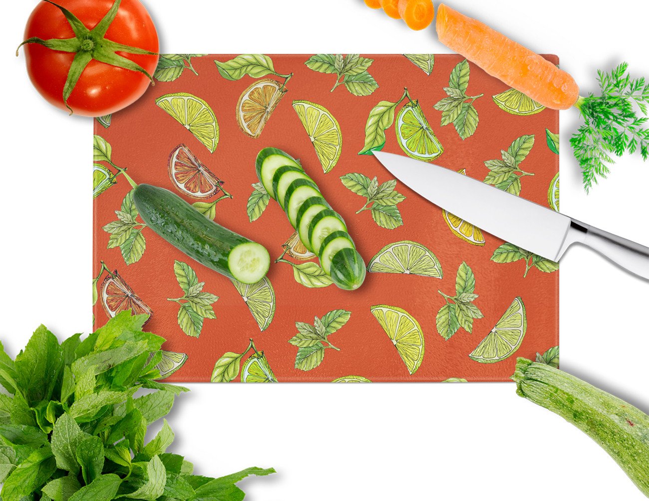 Lemons, Limes and Oranges Glass Cutting Board Large BB5205LCB by Caroline's Treasures