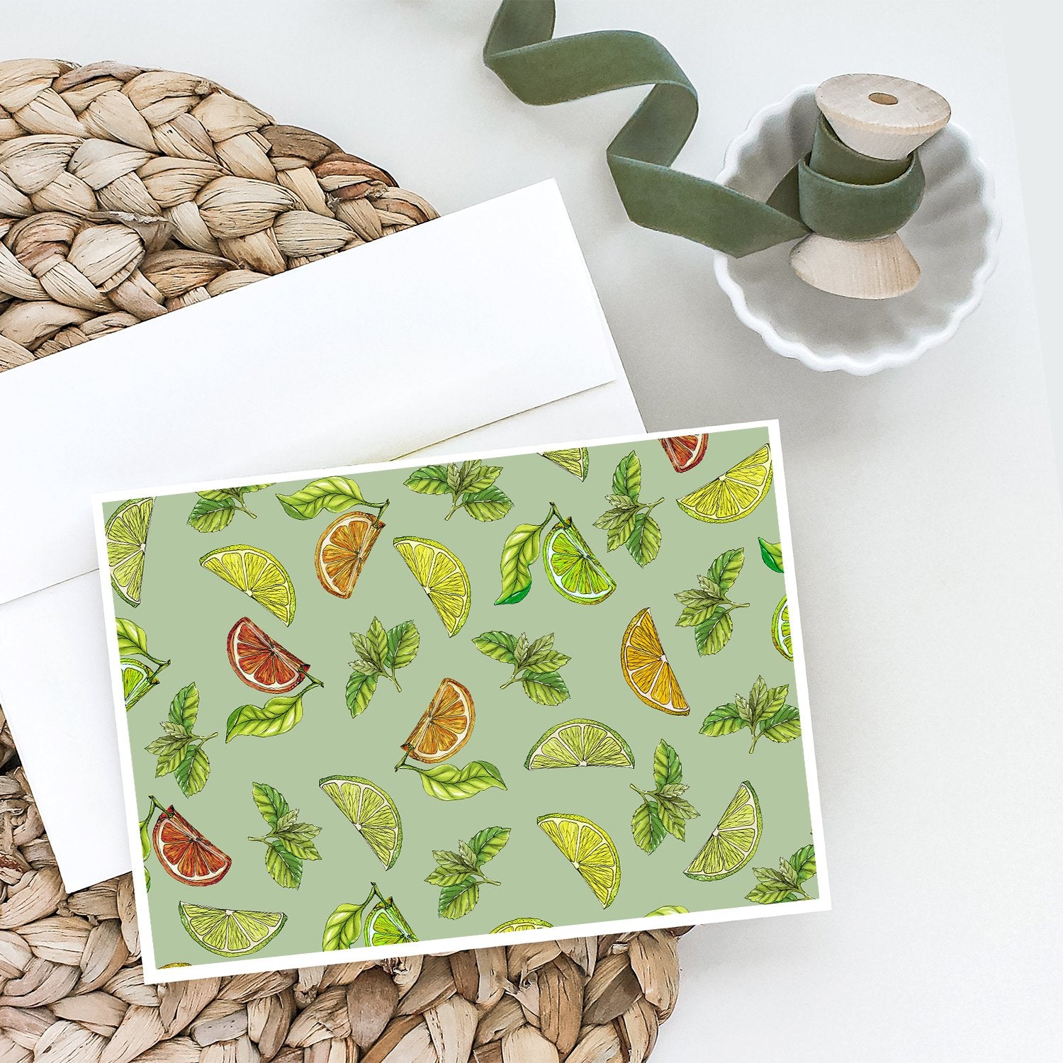 Caroline's Treasures Lemons, Limes and Oranges Greeting Cards - Blank Note Cards – 8-Pack of Artist-Designed Cards with Envelopes