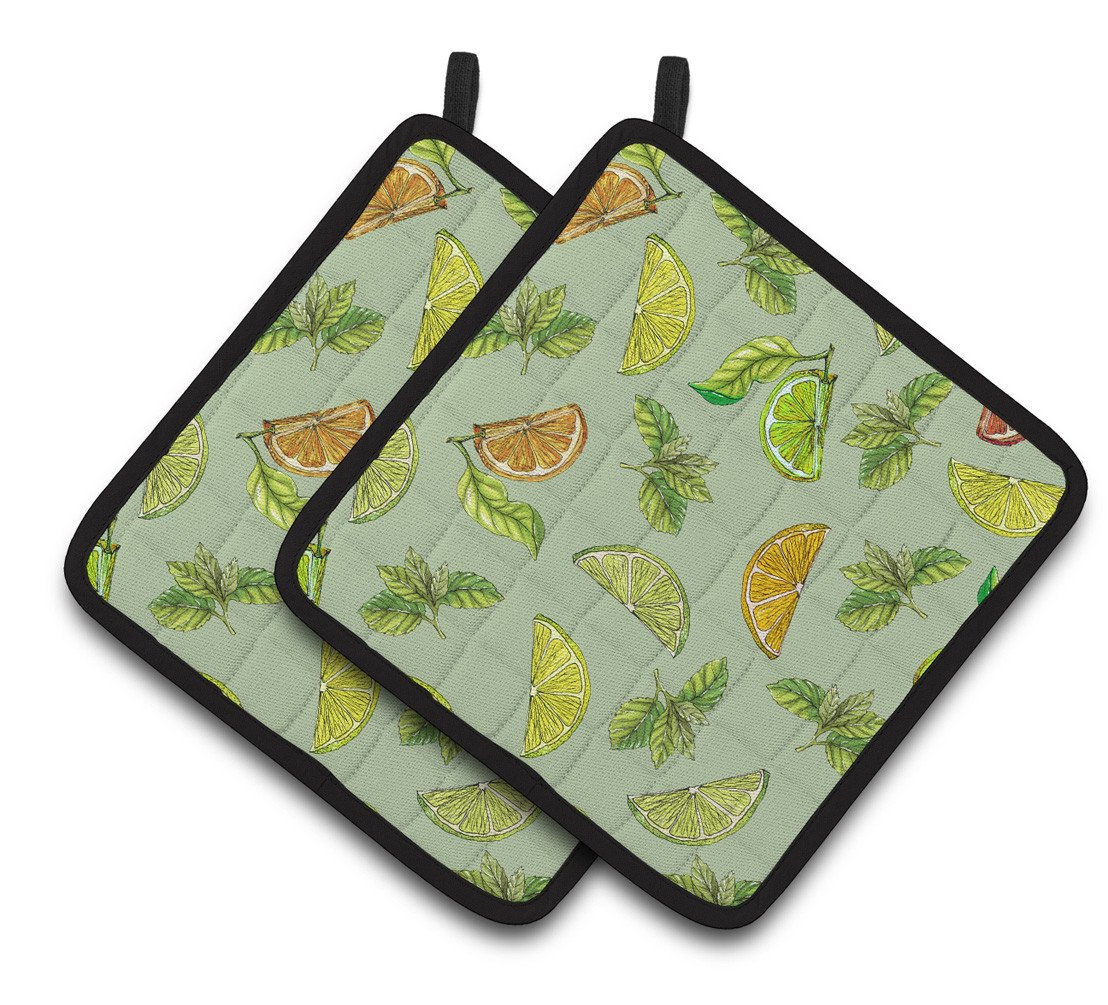 &quot;Lemons, Limes and Oranges Pair of Pot Holders BB5206PTHD&quot; by Caroline&#39;s Treasures