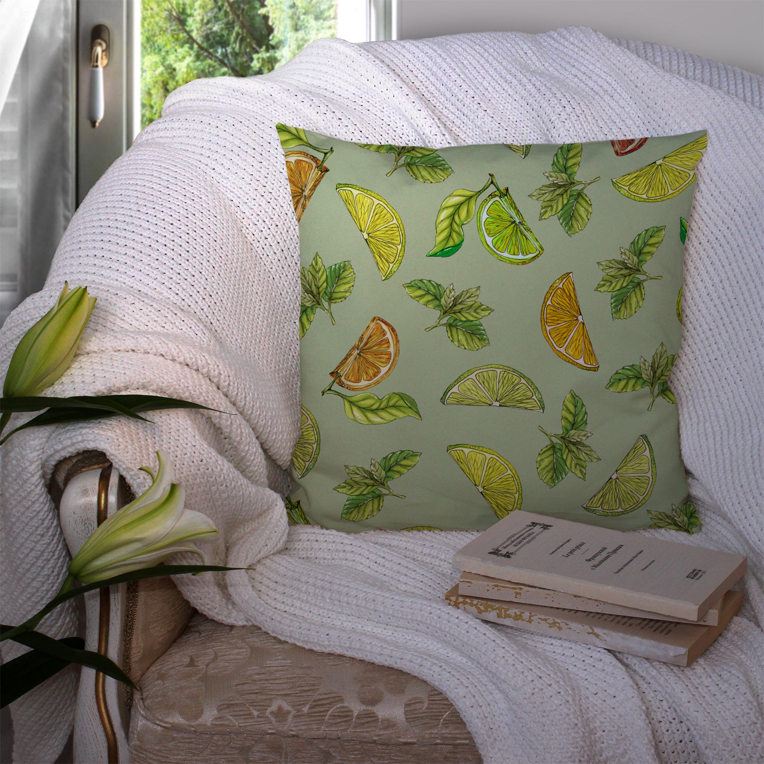 Lemons, Limes and Oranges Fabric Decorative Pillow BB5206PW1414 - the-store.com
