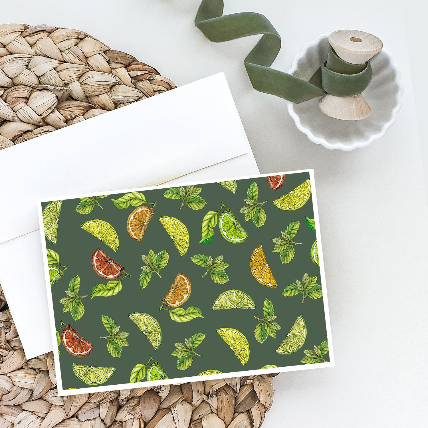 Caroline's Treasures Lemons, Limes and Oranges Greeting Cards - Blank Note Cards – 8-Pack of Artist-Designed Cards with Envelopes