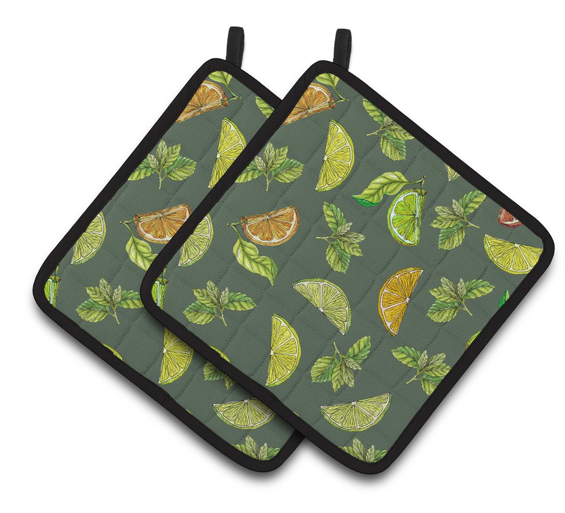 &quot;Lemons, Limes and Oranges Pair of Pot Holders BB5207PTHD&quot; by Caroline&#39;s Treasures