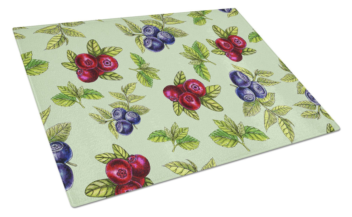 Berries in Green Glass Cutting Board Large BB5208LCB by Caroline&#39;s Treasures