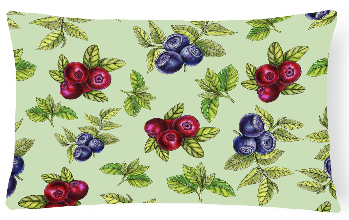 Berries in Green Canvas Fabric Decorative Pillow BB5208PW1216 by Caroline&#39;s Treasures