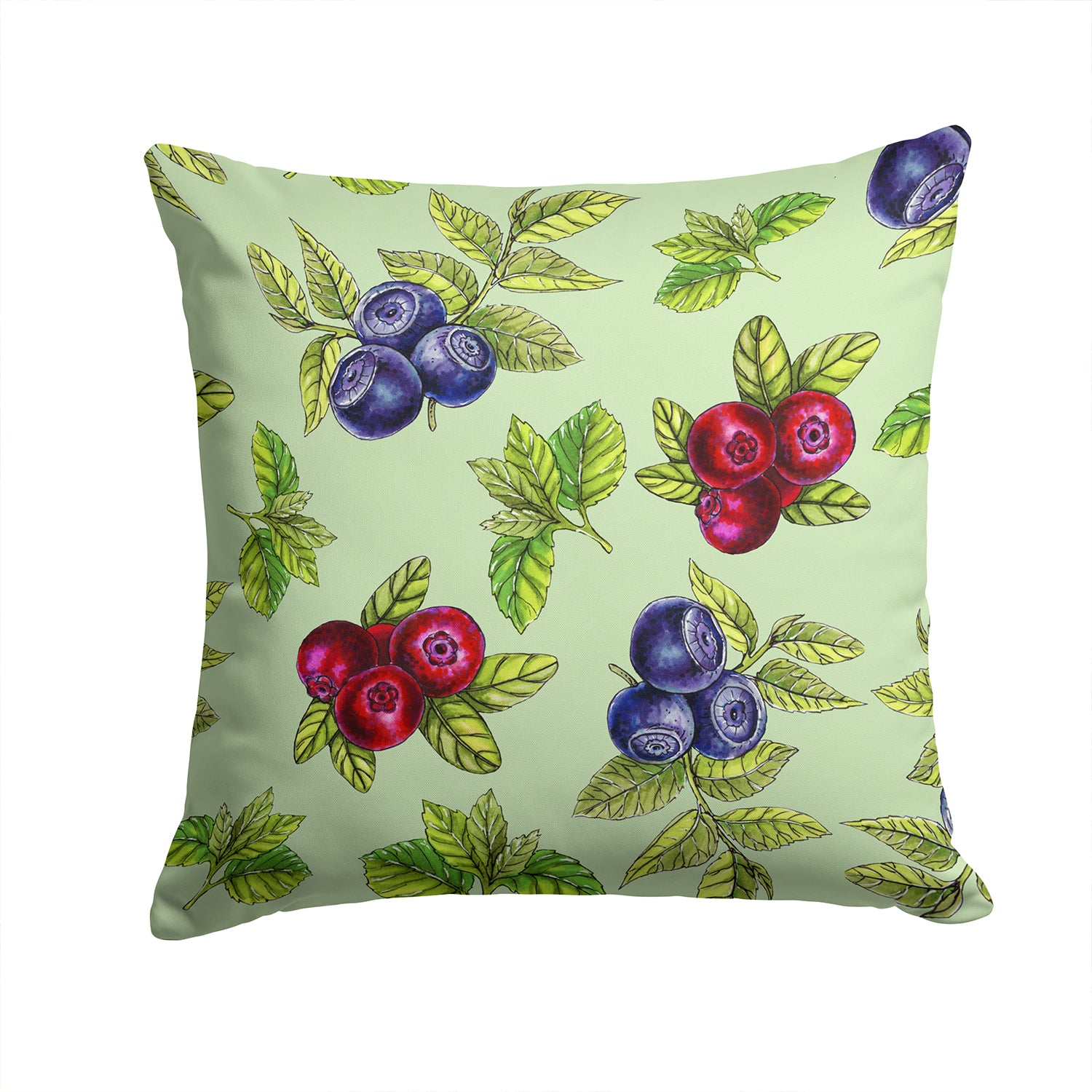 Berries in Green Fabric Decorative Pillow BB5208PW1414 - the-store.com