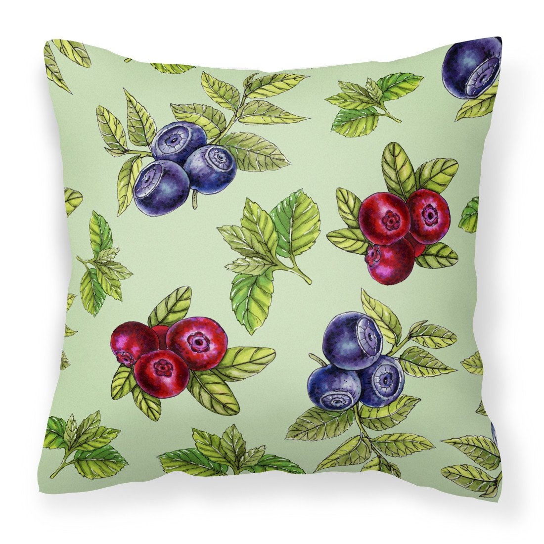 Berries in Green Fabric Decorative Pillow BB5208PW1818 by Caroline's Treasures