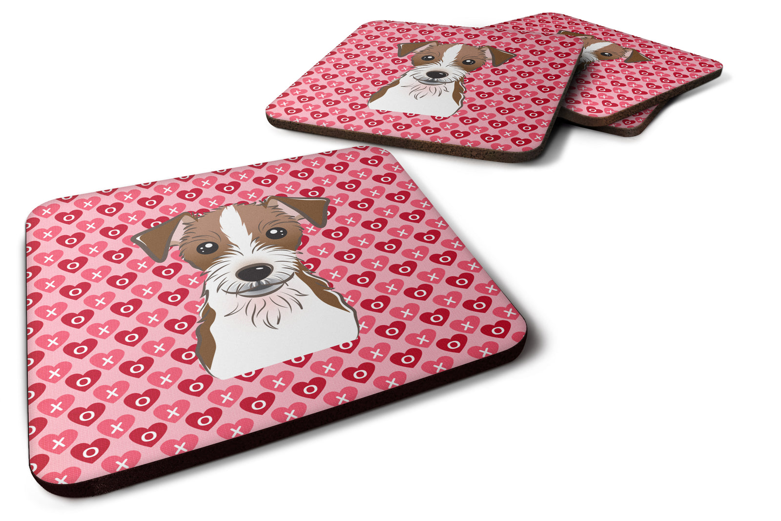 Jack Russell Terrier Hearts Foam Coaster Set of 4 BB5272FC - the-store.com