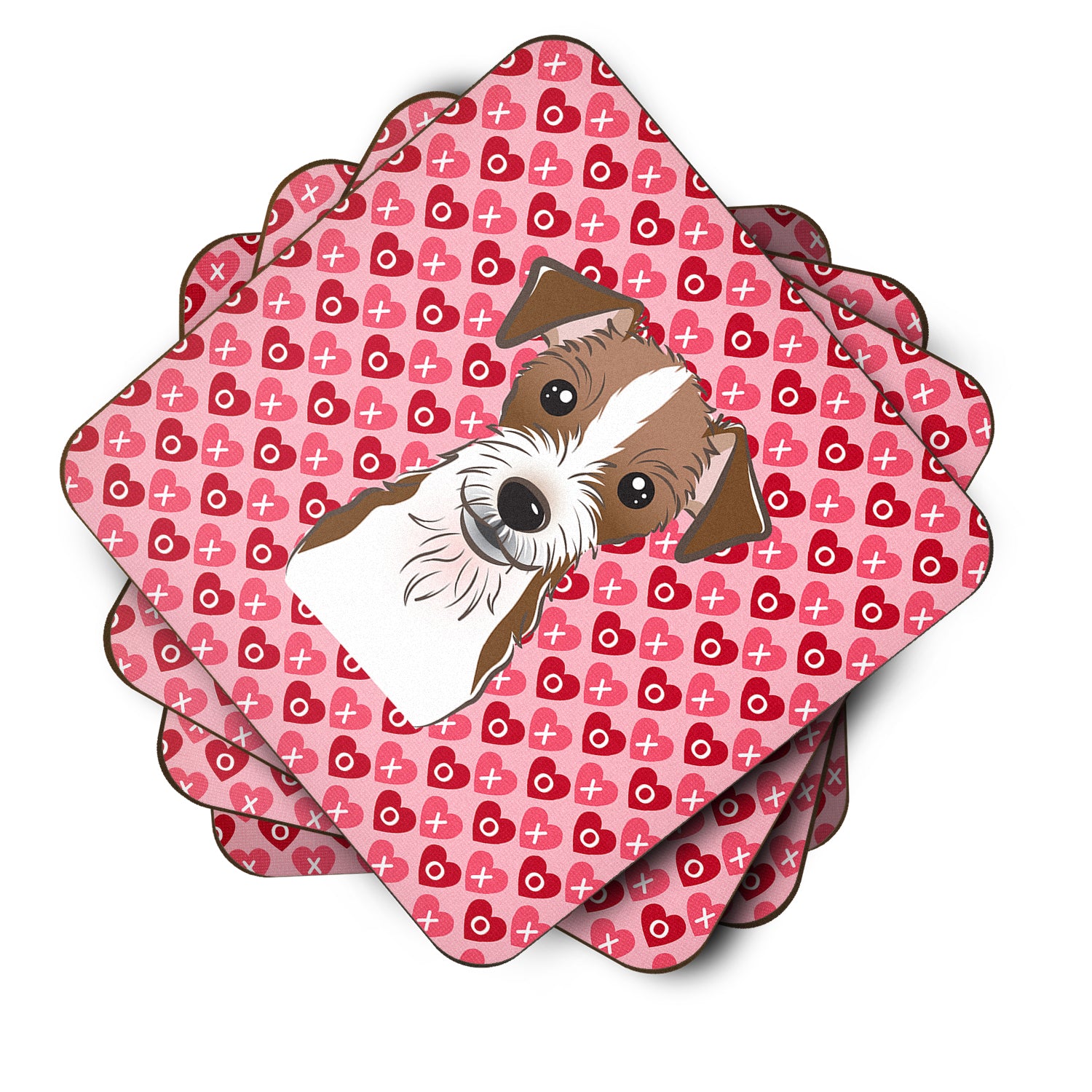 Jack Russell Terrier Hearts Foam Coaster Set of 4 BB5272FC - the-store.com