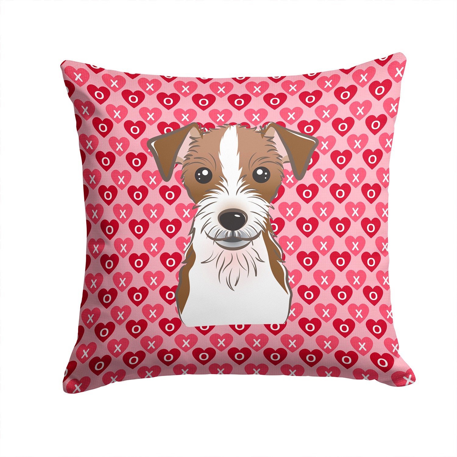 Jack Russell Terrier Hearts Fabric Decorative Pillow BB5272PW1414 - the-store.com