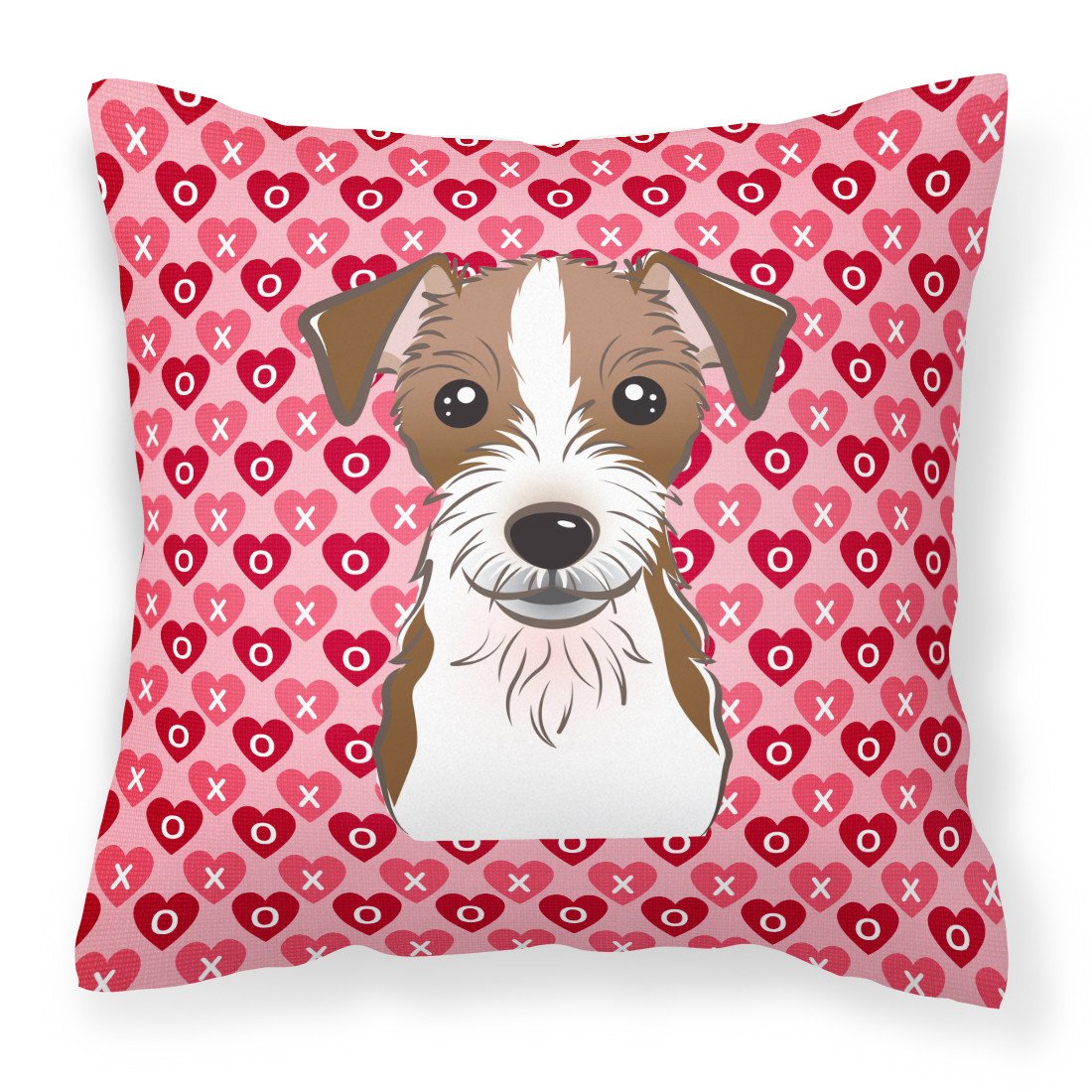 Jack Russell Terrier Hearts Fabric Decorative Pillow BB5272PW1818 by Caroline&#39;s Treasures