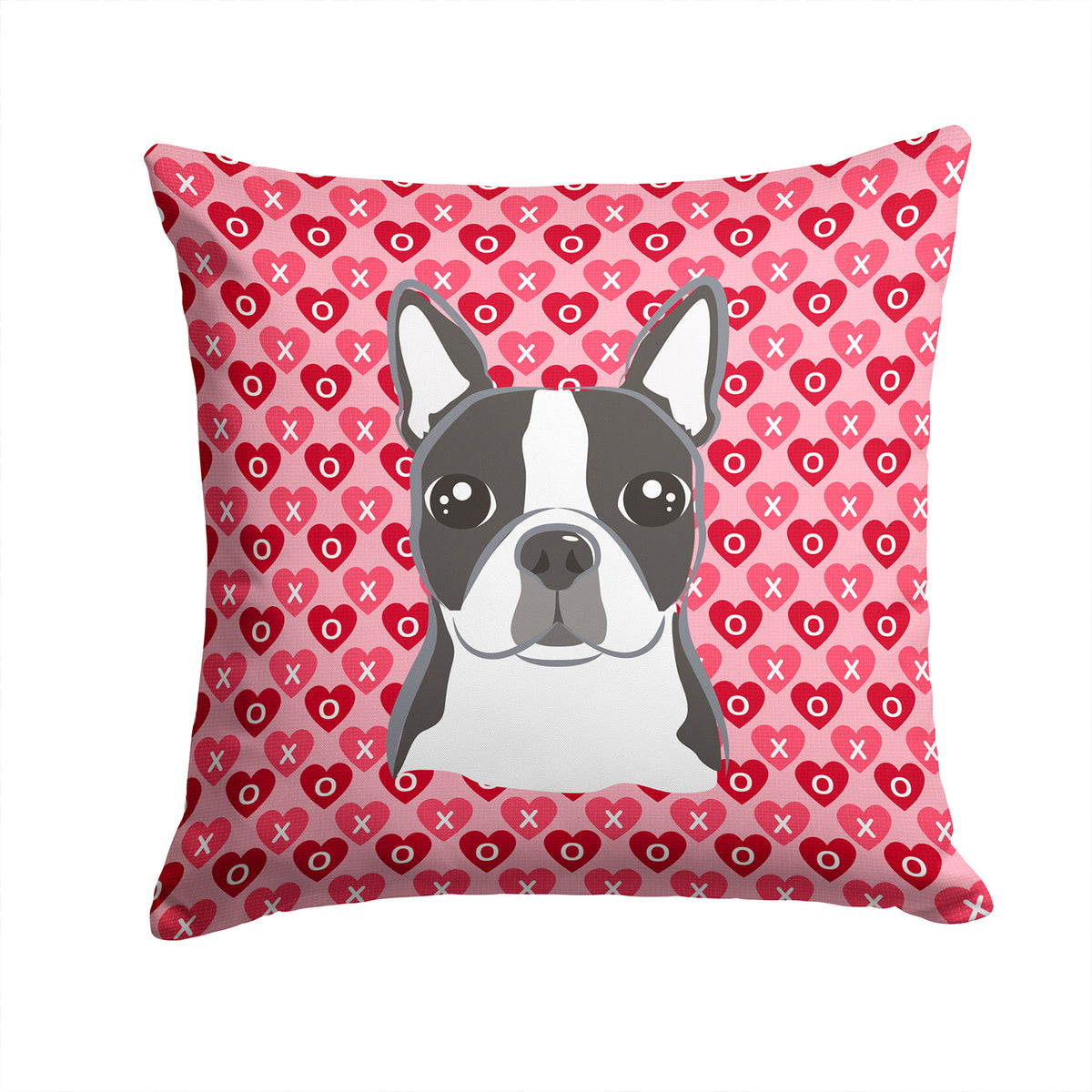 Boston Terrier Hearts Fabric Decorative Pillow BB5273PW1414 - the-store.com
