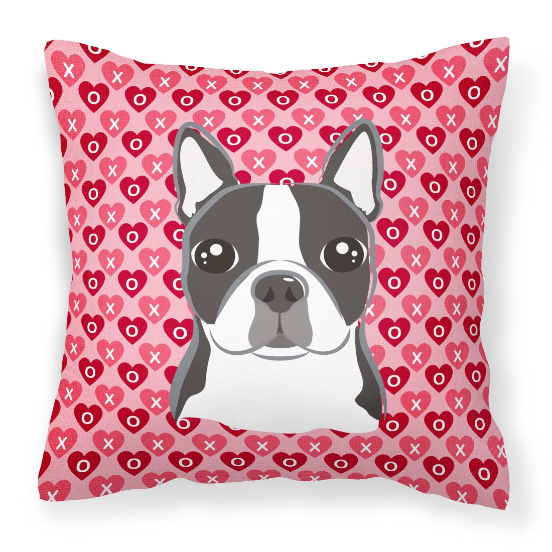 Boston Terrier Hearts Fabric Decorative Pillow BB5273PW1818 by Caroline&#39;s Treasures