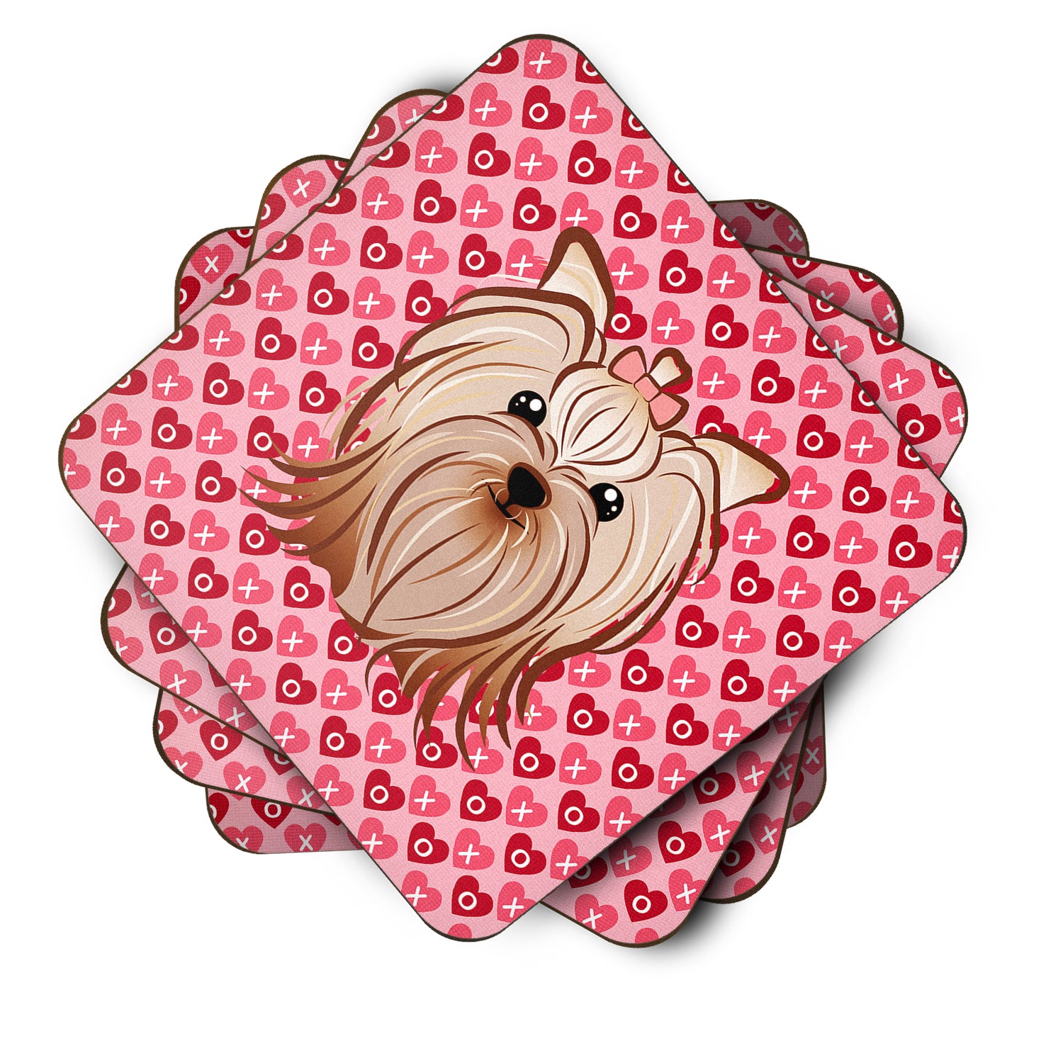Yorkie Yorkishire Terrier Hearts Foam Coaster Set of 4 BB5274FC - the-store.com