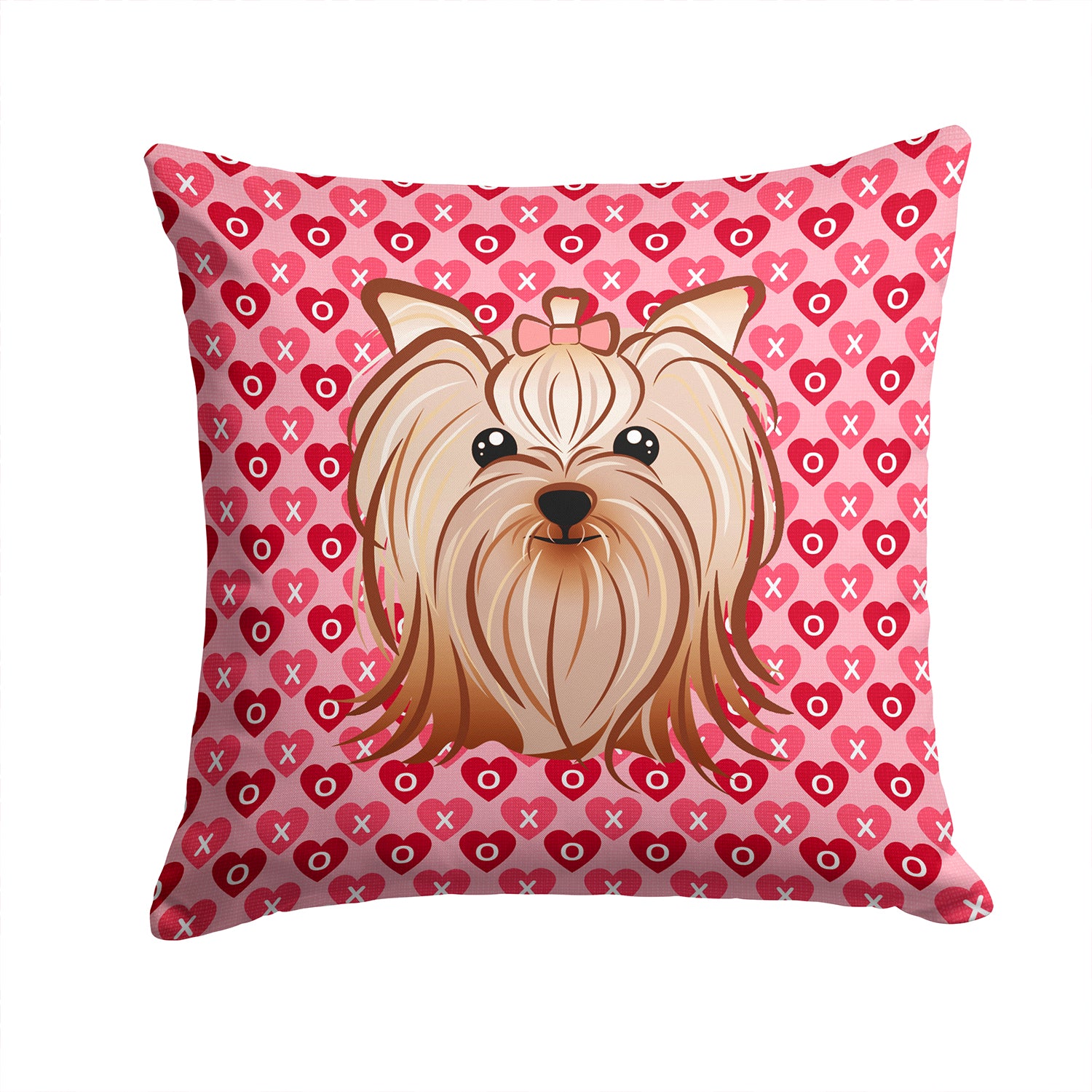 Yorkie Yorkishire Terrier Hearts Fabric Decorative Pillow BB5274PW1414 - the-store.com