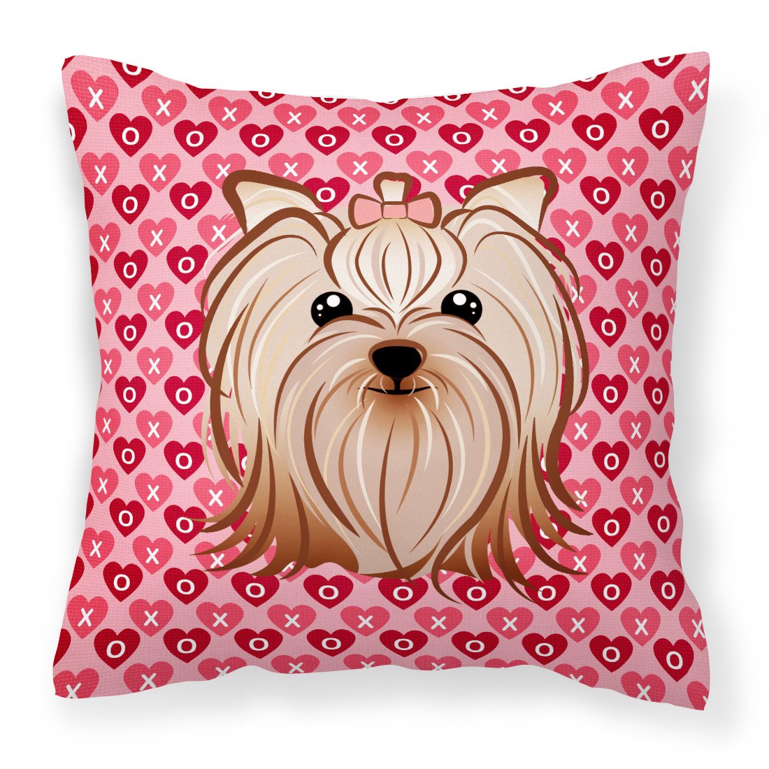 Yorkie Yorkishire Terrier Hearts Fabric Decorative Pillow BB5274PW1818 by Caroline's Treasures