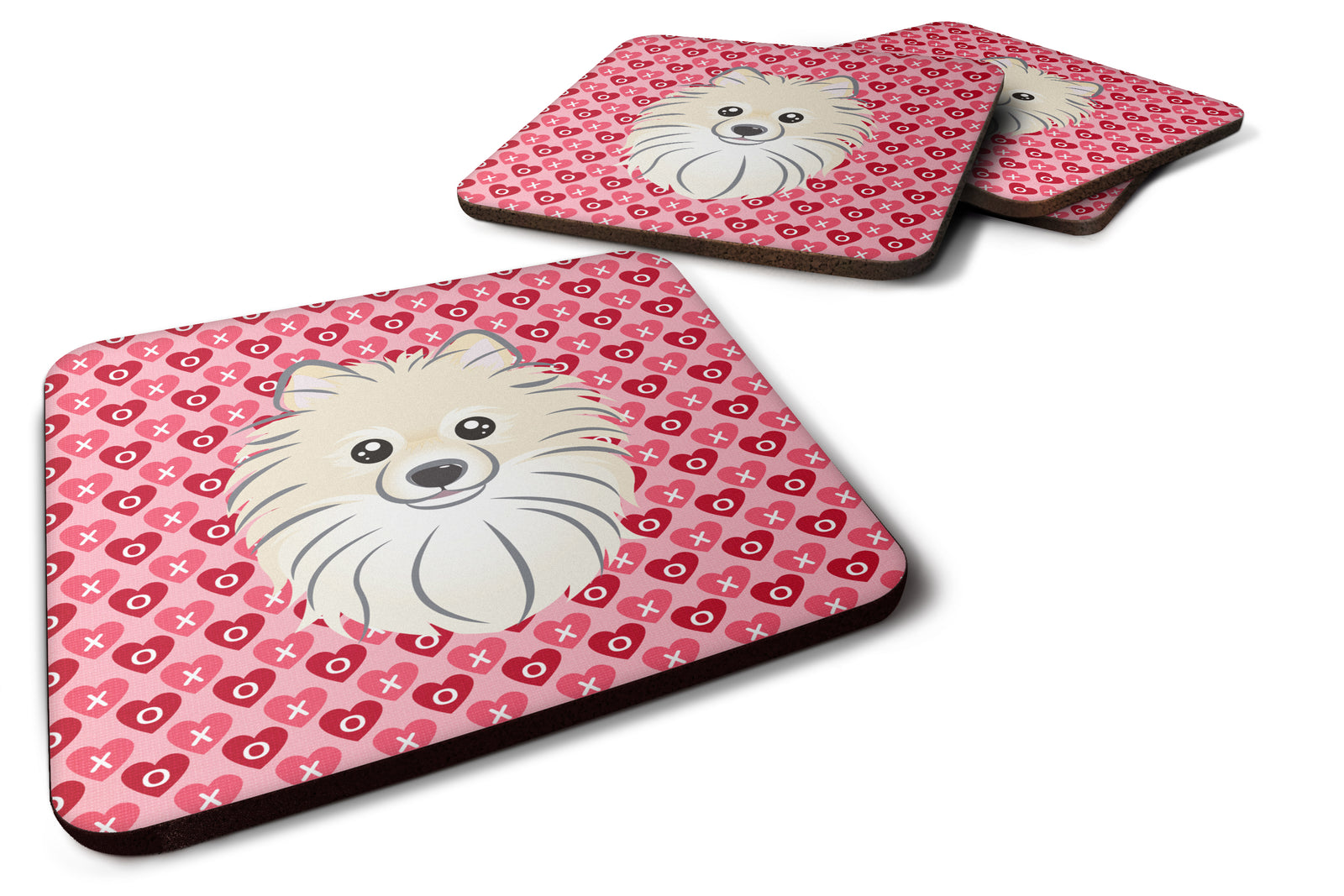 Pomeranian Hearts Foam Coaster Set of 4 BB5277FC - the-store.com