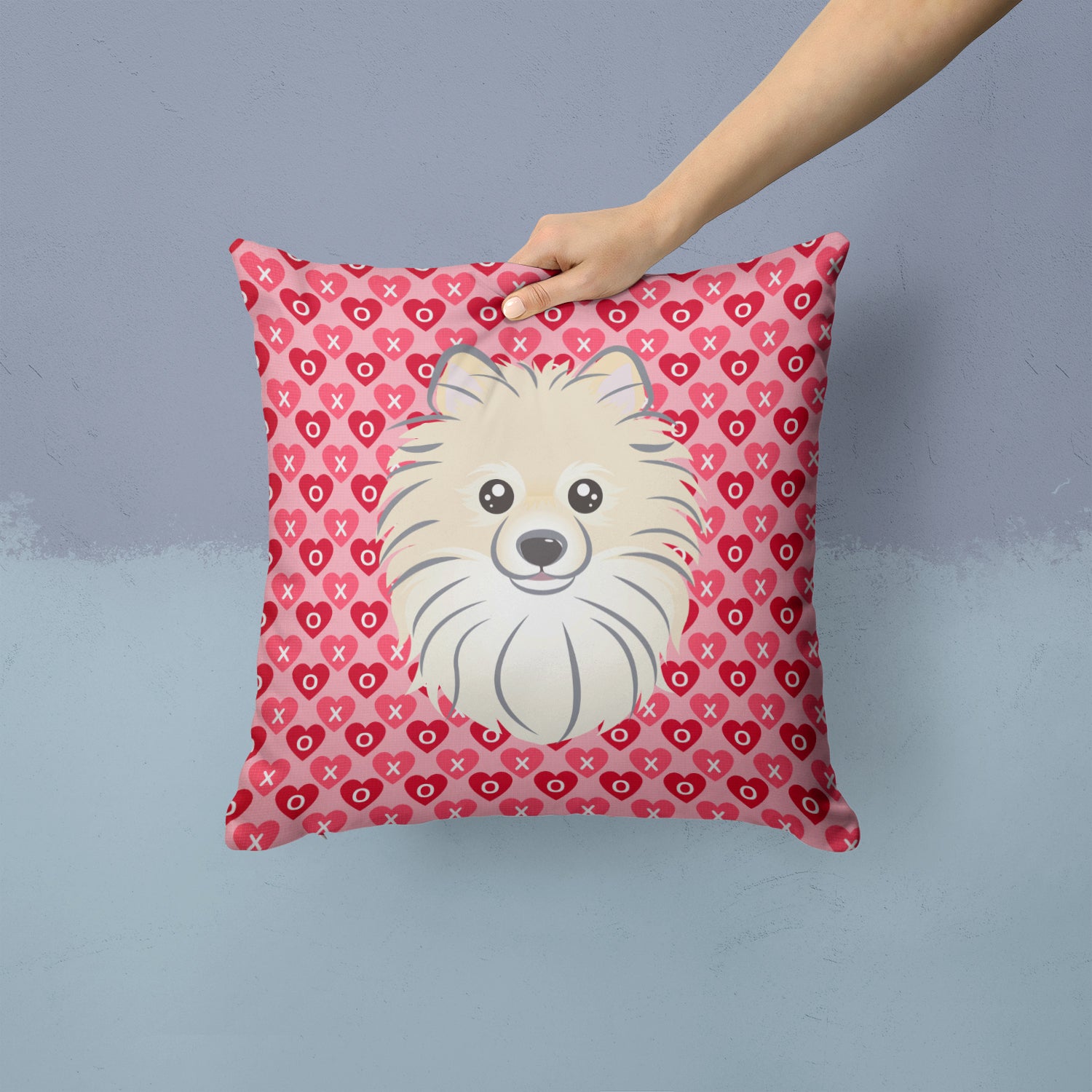 Pomeranian Hearts Fabric Decorative Pillow BB5277PW1414 - the-store.com