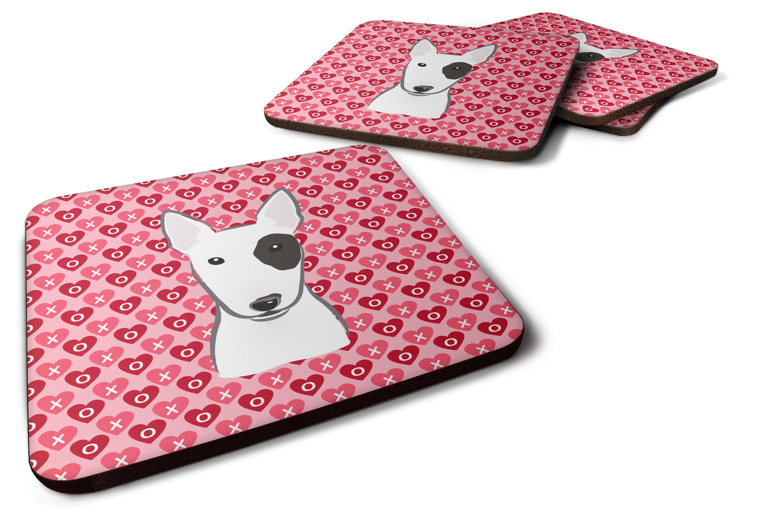 Bull Terrier Hearts Foam Coaster Set of 4 BB5279FC - the-store.com