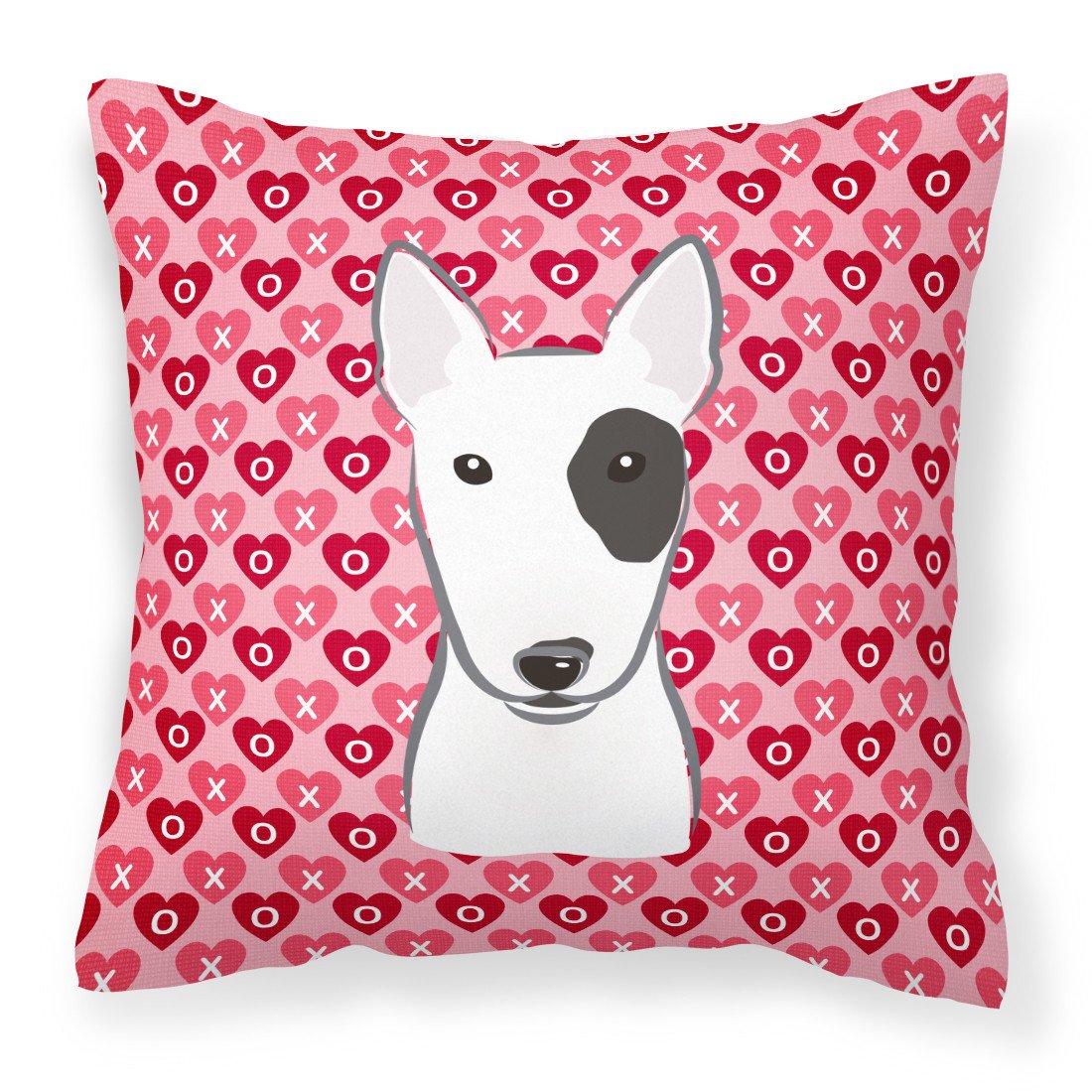 Bull Terrier Hearts Fabric Decorative Pillow BB5279PW1818 by Caroline&#39;s Treasures