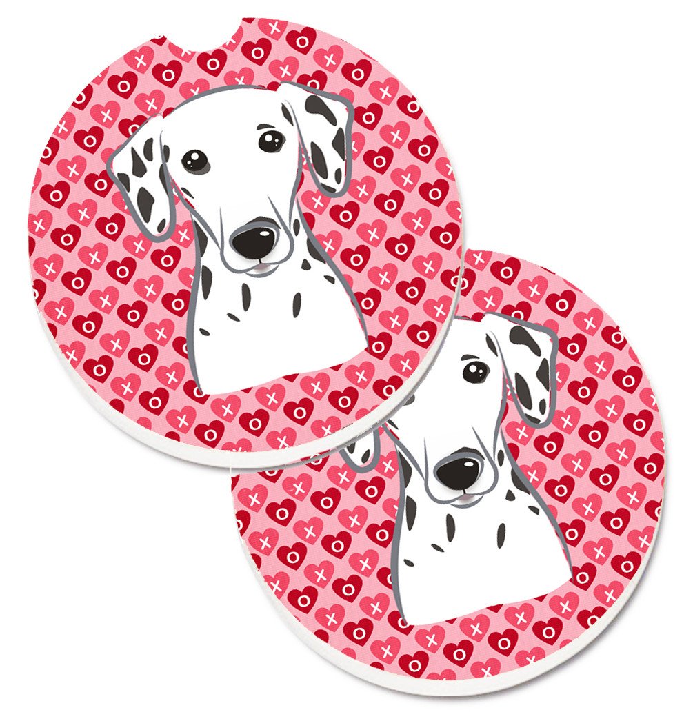 Dalmatian Hearts Set of 2 Cup Holder Car Coasters BB5280CARC by Caroline&#39;s Treasures