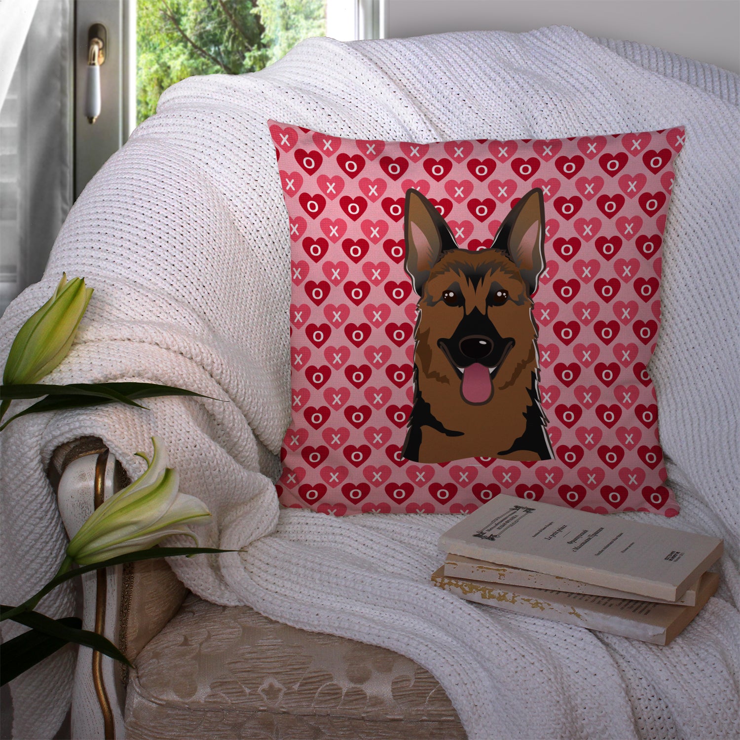 German Shepherd Hearts Fabric Decorative Pillow BB5281PW1414 - the-store.com