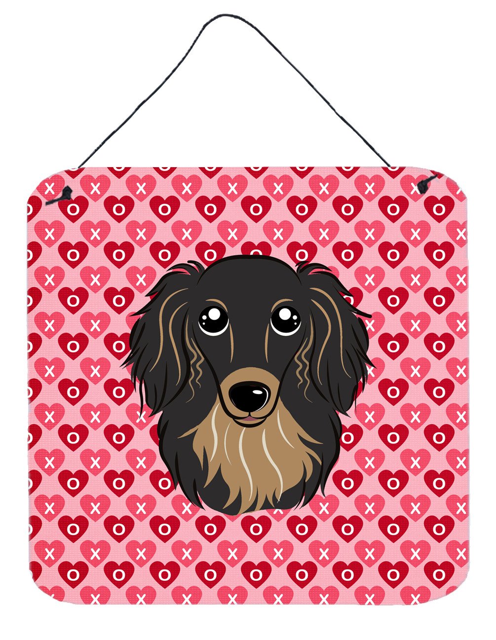 Longhair Black and Tan Dachshund Hearts Wall or Door Hanging Prints BB5283DS66 by Caroline&#39;s Treasures