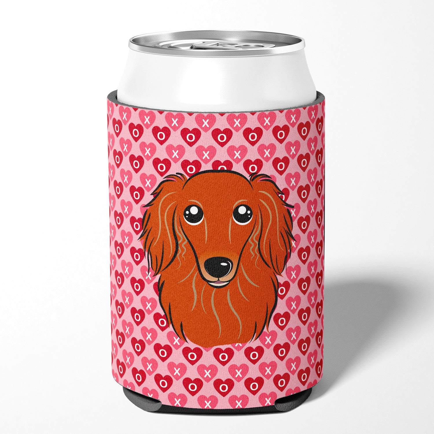 Longhair Red Dachshund Hearts Can or Bottle Hugger BB5284CC  the-store.com.