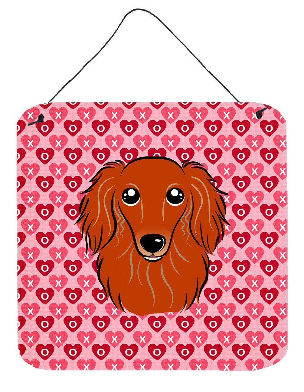 Longhair Red Dachshund Hearts Wall or Door Hanging Prints BB5284DS66 by Caroline&#39;s Treasures