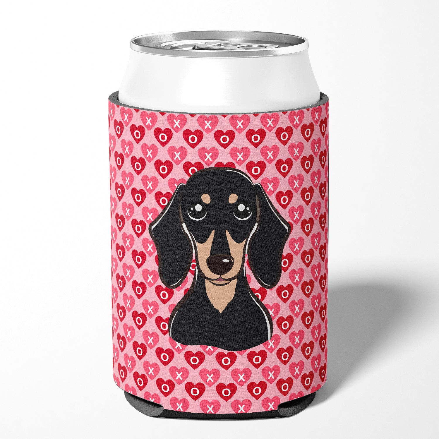 Smooth Black and Tan Dachshund Hearts Can or Bottle Hugger BB5285CC